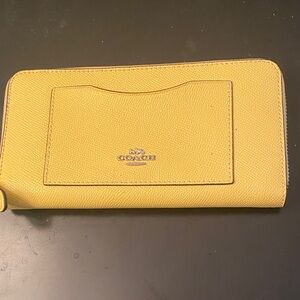 Coach Yellow Leather Zip Wallet with Exterior Card Pocket